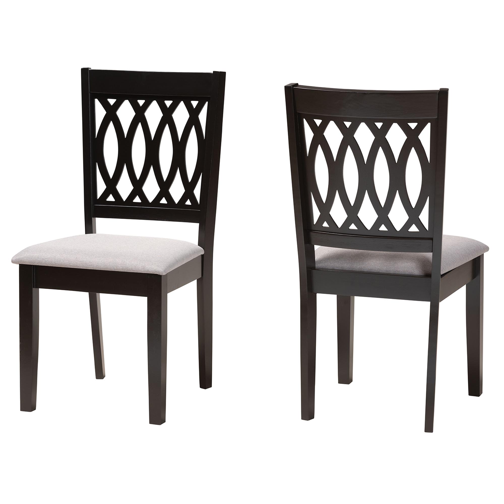 Baxton Studio Florencia Modern Grey Fabric and Espresso Brown Finished Wood 2-Piece Dining Chair Set